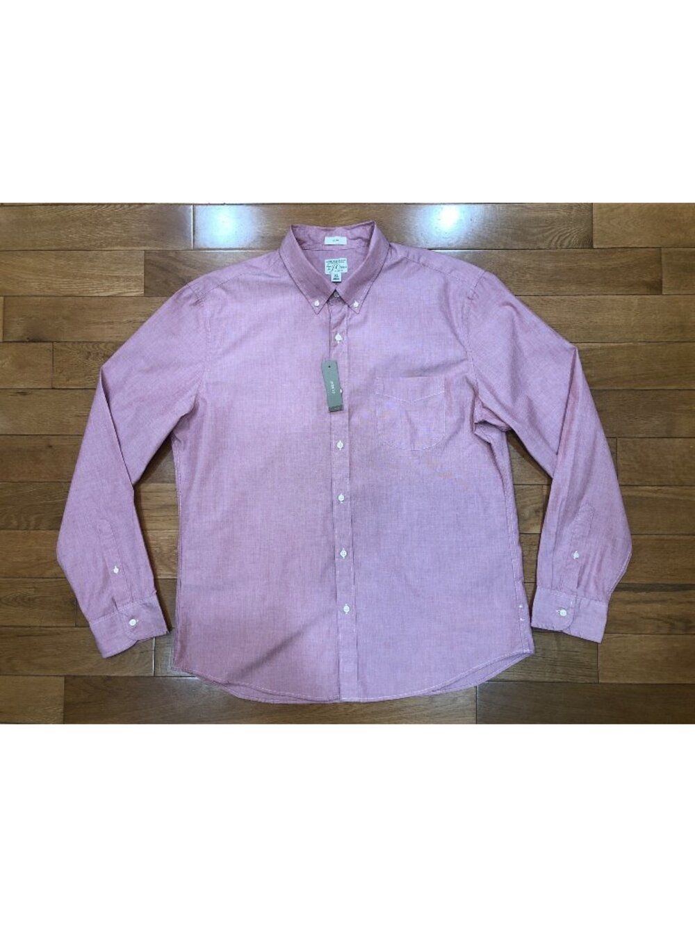NWT J Crew Slim Organic Cotton Stretch Secret Wash Button Front Red Shirt Preppy